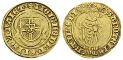 EUROPEAN COINS AND MEDALS THE NETHERLANDS UTRECHT Bistum. Rudolf von Diepholz, 1433-1455. Goldgulden (Florin d'or) o. J. 3,26 g. St. Martinsgoldgulden. Delm. 939; Fb. 188. GOLD. Sehr schön