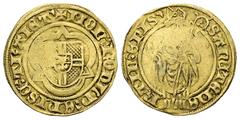 EUROPEAN COINS AND MEDALS THE NETHERLANDS UTRECHT Bistum. Rudolf von Diepholz, 1433-1455. Goldgulden (Florin d'or) o. J. 3,25 g. St. Martinsgoldgulden. Delm. 939; Fb. 188. GOLD. Fast sehr schön