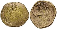 CELTIC COINS CELTIC COINS GALLIA LEUCI. AV-Stater, 2. Jahrhundert v. Chr.; 6,89 g. Kopf r. mit Lorbeerkranz//Pferd l., Kopf r., darüber Kreuz, unten Lyra. Delestrée/Tache 143. R Deutliche Prägeschwäch