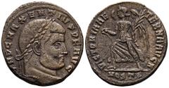 ROMAN COINS ROMAN COINS MÜNZEN DER RÖMISCHEN KAISERZEIT Maxentius, 306-312. Æ-Follis, 310/312, Ostia, 4. Offizin; 5,87 g. Kopf r. mit Lorbeerkranz//Victoria geht l. mit Kranz. RIC 54. Korrosionsstelle