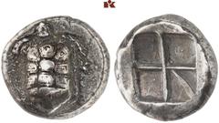 KELTISCHE & GRIECHISCHE MÜNZEN GRIECHISCHE MÜNZEN. AEGINA. AEGINA AR-Stater, 404/350 v. Chr.; 12,27 g. Landschildkröte//Fünffach geteiltes Incusum. Hoover 438; SNG Delepierre 1545. R Dunkle Tönung, se