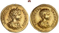 RÖMISCHE, BYZANTINISCHE & ORIENTALISCHE MÜNZEN RÖMISCHE MÜNZEN. MÜNZEN DER RÖMISCHEN KAISERZEIT. Antoninus III. Caracalla, 198-217 - und Geta. AV-Aureus, 198, Rom; 7,25 g. M AVRELIVS - ANTON AVG Drapi