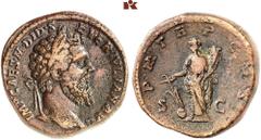 RÖMISCHE MÜNZEN MÜNZEN DER RÖMISCHEN KAISERZEIT. Didius Julianus, 193 Æ-Sesterz, Rom; 27,28 g. Kopf r. mit Lorbeerkranz//Fortuna steht l. mit Steuerruder auf Globus und Füllhorn. BMC 25; Coh. 12; RIC 