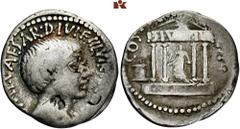 ROMAN COINS ROMAN COINS IMPERATORISCHE PRÄGUNGEN Octavianus. AR-Denar, 36 v. Chr., italische Münzstätte; 3,76 g. Kopf r.//Viersäuliger Tempel des Divus Julius, darin Statue des Divus Julius, im Pedime