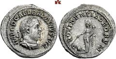 ROMAN COINS ROMAN COINS MÜNZEN DER RÖMISCHEN KAISERZEIT Balbinus, 238. AR-Denar, Rom; 3,14 g. Drapierte Büste r. mit Lorbeerkranz//Providentia steht l. mit Stab und Füllhorn, davor Globus. BMC 33; Coh