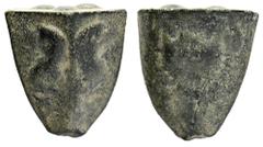 GREEK COINS SICILIA AKRAGAS. Æ-Tetras (gegossen), um 450 v. Chr.; 11,23 g. Köpfe zweier Adler//Krebs. Auf der Basis drei Wertkugeln. Calciati 6. Grüne Patina, sehr schön