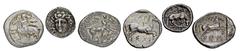 GREEK COINS THESSALIA LARISSA. AR-Hemidrachme, um 350/300 v. Chr.; 2,81 g. Nymphenkopf fast v. v.//Pferd grast r. Herrmann vergl. Tf. V, 18 (Diobol); Slg. BCD 325. Dazu zwei AR-Drachmen von Larissa, 4