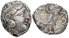 GREEK COINS ATTICA ATHEN. AR-Tetradrachme, um 350/295 v. Chr.; 16,97 g. Athenakopf r. mit attischem Helm//Eule r., dahinter Olivenzweig und Mondsichel. Flament S. 125 ff., Gruppe Pi. Dicker Schrötling