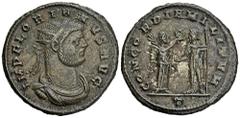 ROMAN COINS MÜNZEN DER RÖMISCHEN KAISERZEIT Florianus, 276. Æ-Antoninian, Cyzicus, 1. Emisson; 5 g. Drapierte Büste r. mit Strahlenbinde//Victoria steht r. mit Palmzweig und bekränzt Kaiser. CBN 1982;