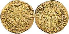 EUROPEAN COINS AND MEDALS THE NETHERLANDS GELDERN Herzogtum. Arnold von Egmond, 1423-1473. Goldgulden (Florin d'or) o. J. 3,1 g. Delm. 604 (R); Fb. 56. GOLD. R Sehr schön +