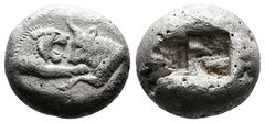 Greek Kings of Lydia, Kroisos, circa 560-546 BC. AR Siglos (14,5 x 13 mm, 5,14 g.). Sardes mint. Confronted foreparts of lion and bull with extended forelegs. Rev. Two incuse squares of unequal size, 