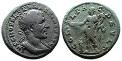 Roman Provincial Thrace, Deultum, Macrinus 217-218 AD. AE (23mm, 7,44g.). IMP C M OPEL SEV MACRINVS AVG radiate and cuirassed bust of Macrinus to right. Rev. COLL PA C DEVLT Homonoia standing, head ri
