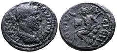 Roman Provincial Macedon, Pella, Maximinus I Thrax, 235-238 AD. AE (25mm, 8,89 g.). IMP MAXIMINVS AVG, laureate, draped and cuirassed bust of Maximinus I Thrax right. Rev. COL IVL AVG PELLA, Pan seate