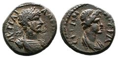 Roman Provincial Lydia, Stratonicaea-Hadrianopolis, Hadrian, 117-138 AD. AE Hemiassarion (15 mm, 2,44 g.). ΑΥΤΟ ΤΡΑΙΑ ΑΔΡΙΑΝΟ Laureate and cuirassed bust of Hadrian to right. Rev. ΙΝΔΙ ϹΤΡΑ ϹΥΝΚΛΗΤΟϹ 