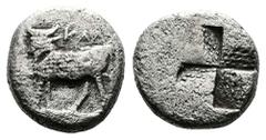 Greek Bithynia, Kalchedon ca. 387-340 BC. AR Triobol or 1/2 Siglos (11,43 mm, 2,28 g.). Bull standing left KA above. Rev. Mill sail incuse. BMC 125, 10. Very fine.