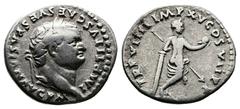 Roman Imperial Titus, 79-81 AD. AR Denarius (19 mm, 3,17 g.). Rome, 79 AD. IMP TITVS CAES VESPASIAN AVG P M Laureate head of Titus to right. Rev. TR P VIIII IMP XV COS VII P P Venus, seen half from be