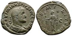 Roman Imperial Maximinus I 'Thrax', 235-238 AD. AE Sestertius (31 mm, 16,76 g.). Rome, 236 AD. MAXIMINVS PIVS AVG GERM Laureate, draped and cuirassed bust of Maximinus I to right, seen from behind. Re