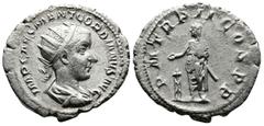 Roman Imperial Gordian III, 238-244 AD. AR Antoninianus (23.7 mm, 4.15 g.). Rome, 240 AD. IMP CAES M ANT GORDIANVS AVG radiate, draped and cuirassed bust of Gordian III right. Rev. PM TRP II COS PP.Go