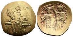 Byzantine Empire John III Ducas-Vatatzes, 1222-1254. Gold Hyperpyron. (22.4 mm, 3.99 g.)Magnesia mint. IC-XC, Christ enthroned facing, nimbate and raising hand, dot to left, M-like letter to right / E