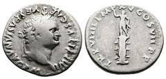 Roman Imperial Titus, 79-81. AR Denarius (18 mm, 3.26 g.). Rome, struck after 1 July 79 AD. IMP TITVS CAES VESPASIAN AVG P M, laureate head of Titus to right. Rev. TR P VIIII IMP XIIII COS VII P P, St