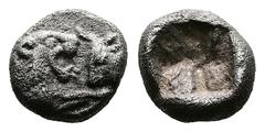 Greek Kings of Lydia, Kroisos, circa 561-546 BC. AR 1/24 Stater (6.5 mm, 0.40 g.). Sardes mint. Confronted foreparts of lion to right and bull to left. Rev. Incuse punch. GRPC Lydia S10; SNG Tübingen 