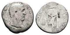 Roman Imperial Vitellius (19 April – 20 December AD 69). AR Denarius (16.6 mm, 2.71 g.), Rome. A VITELLIVS GERM IMP AVG TR P, laureate head of Vitellius to right. Rev. XV VIR - SACR FAC, tripod, surmo