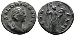 Roman Imperial Salonina, wife of Gallienus, 254-268. Billon Antoninianus (19.7 mm, 3.81 g.), Mediolanum, AD 267. SALONINA AVG, diademed and draped bust of Salonina to right, set on crescent. Rev. VENV