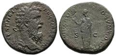 Roman Imperial Pertinax, AD 193. AE Sestertius (31.7 mm, 26.56 g.). Rome mint. IMP CAES P HELV - PERTINAX AVG, laureate head of Pertinax to right. Rev. PROVIDENTIAE DEORVM COS II/ S – C, Providentia, 