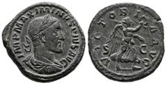 Roman Imperial Maximinus I Thrax, AD 235-238. AE Sestertius (33.2 mm, 28.64 g.). Rome mint, AD 235-236. IMP MAXIMINVS PIVS AVG, laureate, draped and cuirassed bust of Maximinus I to right. Rev. VICTOR