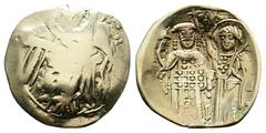 Byzantine Empire John III Ducas-Vatatzes, 1222-1254. Gold Hyperpyron. (22 mm, 3.36 g.). Magnesia mint. Christ, nimbate, seated facing on throne, wearing tunic and pallium, raising his right hand in be