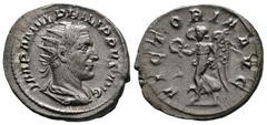 Münzen Antike Philippus Arabs 244 - 249 n. Chr. Römische Kaiserzeit (nach RIC geordnet). Antoninian, 244 - 247 n. Chr.. Rom 4,44g RIC IV Philip I 50