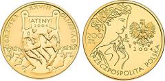 Polen 200 Zloty 2004, Olympiade Athen, Gold 15,5 g, in Originalschatulle mit Zertifikat, Auflage 6000 Stk. PP