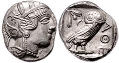 Münzen Antike Griechen Attika Athen ca. 449 - 404 v. Chr. Tetradrachme o. J. 17,17g. SNG Cop 31-40, BMC 8.62-70, SNG München 46-59. stgl