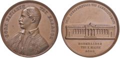 Medaillen Ausland Otto I. 1832 - 1862 Griechenland. Cu Medaille, 1839. auf die Grundsteinlegung der Universität in Athen, den Wohltätern gewidmet. Brustbild l. in griechischer Tracht//Ansicht des Univ