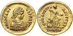 Ancient Coins Roman Coins, Arcadius , Solidus, n.d. (ca. 388-392 AD), Constantinople, This example of solidus features the bust of the young emperor Arcadius which we don't regularly see. Au. 4,48 g, 