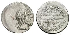 Seleucid Kingdom. Alexander I Balas. 152-145 BC. Tetradrachm, 16.69g. (h). Seleuceia Pieria, 147/6 BC. Obv: Laureate head of Zeus facing to right. Rx: ΒΑΣΙΛΕΩΣ ΑΛΕΞΑΝΔΡΟΥ Winged thunderbolt. Above, CΞ