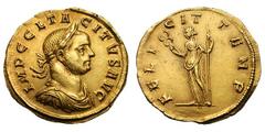 Tacitus. 275-276 AD. Aureus, 4.47g. (h). Ticinum. Obv: IMP C CL TA - CITVS AVG Bust laureate, draped, cuirassed r., seen from front. Rx: FELI - CIT - TEMP Felicitas standing left holding short caduceu