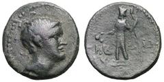 Aulus Gabinius. AE 20, 5.64g. (h). Samaria, Nysa-Scythopolis, Year 10 = 55/54 BC. Obv: Bare head of Gabinius right, no legend. Rx: Nude Dionysus standing left holding cantharus and thyrsus; ΓAB / NY i