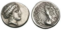 Elis. Olympia. Hera Mint, 111th Olympiad, c. 336 BC. Stater, 12.11g. (h). Obv: Head of Hera right, wearing earring and stephane inscribed FΑΛΕΙΩΝ ( 'of the people of Elis'). Rx: Eagle, with open wings