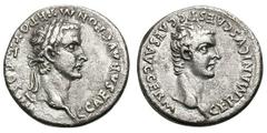 Caligula and Divus Augustus. 37-41 AD. Denarius, 3.71g. (h). Lugdunum, 41 AD. Obv: C CAESAR AVG GERM PON M TR POT IIII COS IIII Laureate head of Caligula right. Rx: GERMANICVS CAES P C CAES AVG GERM B