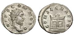 Restored Coinage of Trajan Decius for Divus Commodus. 249-251 AD. Antoninianus, 3.32g. (h). Rome, 251 AD. Obv: DIVO COMMODO Radiate head of Divus Commodus right. Rx: CONSECRATIO Lighted altar with pal