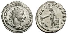 Aemilian. 253 AD. Antoninianus, 3.74g. (h). Rome. Obv: IMP CAES AEMILIANVS P F AVG Bust radiate, draped, cuirassed right. Rx: AP - OL CONSERVAT Apollo, nude, standing left, holding branch and leaning 