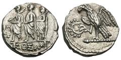 Thrace. Koson. c. 50 BC. Drachm, 4.33g. (h). Obv: KOΣΩN in exergue, Consul stepping left preceded and followed by lictors holding fasces, monogram to left. Rx: Eagle with wings spread standing left on