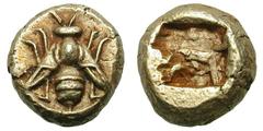 Uncertain mint in Ionia. c. 550-530 BC. EL Hecte, 2.29g. (h). Obv: Horsefly. Rx: Incuse square with rough surface. Traite? II 2, 1870 pl. 152, 16 (same obverse die, but struck in silver, attributed to