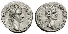 Caligula and Agrippina I. 37-41 AD. Denarius, 3.49g. (h). Lugdunum, 37 AD. Obv: C CAESAR AVG GERM P M TR POT Head of Caligula laureate right. Rx: AGRIPPINA MAT C CAES AVG GERM Bust of Agrippina draped
