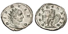 Restored Coinage of Trajan Decius for Divus Titus. 249-251 AD. Antoninianus, 3.16g. (h). Rome, 251 AD. Obv: DIVO TITO Radiate head of Divus Titus right. Rx: CONSECRATIO Eagle standing right, head left