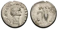 Types of Vespasian. Denarius, 3.40g. (h). . , After 71 AD. Obv: Head of Vespasian right, blundered legend around. Rx: Sacrificial implements, AVGVR above. Cf. RIC 42. Davis website I5 (as Domitian). A