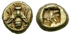 Uncertain mint in Ionia. c. 550-530 BC. EL Hecte, 2.29g. (h). Obv: Horsefly. Rx: Incuse square with rough surface. Traite? II 2, 1870, pl. 152, 16 (same obverse die, but struck in silver, attributed t