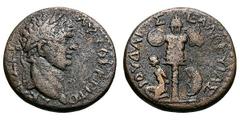 Titus as Caesar, Local Judaea Capta Coinage. 70-79 AD. AE 23, 10.91g. (h). Caesarea Maritima, Judaea, c. 71-73 AD. Obv: AYTOKP TITO - Σ KAIΣAP Laureate head right. Rx: IOYΔAI[A]Σ - EAΛWKVIAΣ Trophy, t