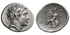 Kingdom of Thrace, Lysimachus. 306-281 BC. Tetradrachm, 16.83g. (h). Cius, c. 275-225 BC. Obv: Head of Alexander the Great right, wearing diadem and horn of Ammon. Rx: ΒΑΣΙΛΕΩΣ ΛΥΣΙΜΑΧΟΥ Athena seated